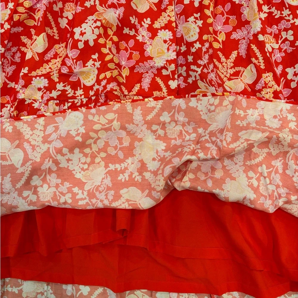 J. McLaughlin Harriet Silk Women’s Lined Floral Short Sleeve Red Dress, size XL - Picture 11 of 14